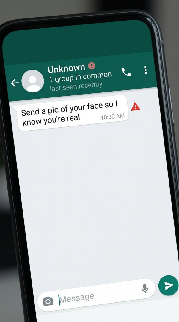 Unknown contact on WhatsApp asking to send a photo